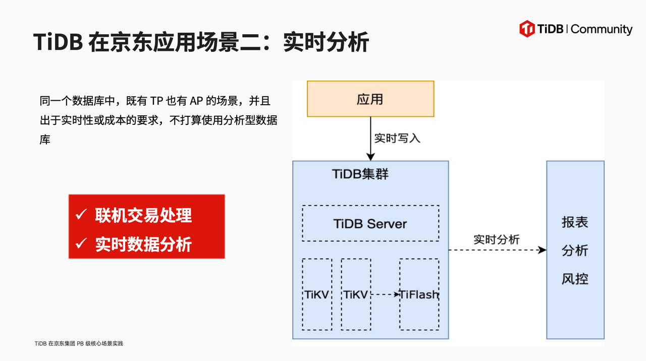 TiDB 在京东应用场景二：实时分析